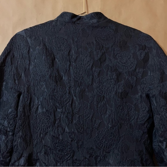 Neiman Marcus Vintage Brocade Floral Jacquard Coat Peacoat Evening Black Size M - Picture 13 of 13